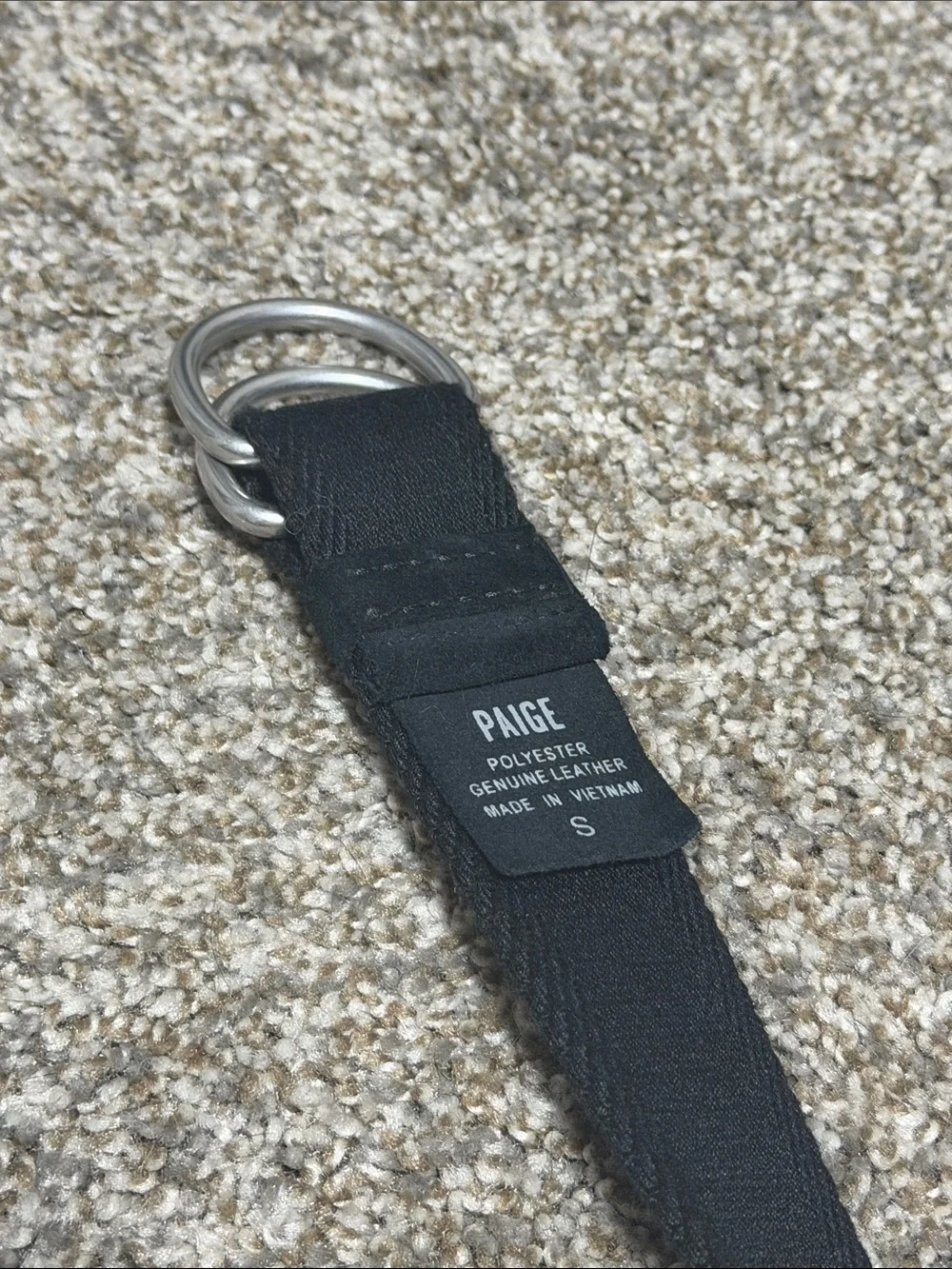 PAIGE Black Fabric Double D-Ring Belt